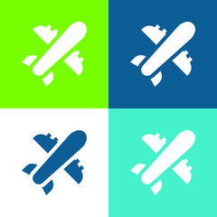 Airplane Flat four color minimal icon set