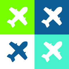 Airplane Flat four color minimal icon set