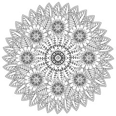 Mehndi flower for henna, mehndi, tattoo, decoration. decorative ornament in ethnic oriental style. doodle ornament. coloring book page.