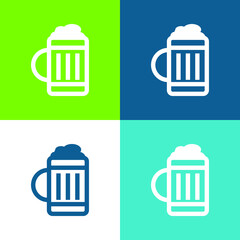 Beer Jar Flat four color minimal icon set