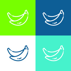 Banana Flat four color minimal icon set