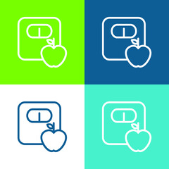 Apple And A Scale Outlines Flat four color minimal icon set