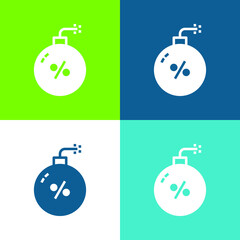 Bomb Flat four color minimal icon set