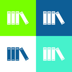 Books Arranged Vertically Flat four color minimal icon set