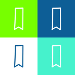 Bookmark Hand Drawn Outline Flat four color minimal icon set