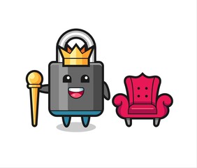 Mascot cartoon of padlock as a king