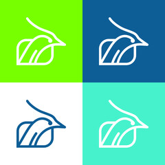 Bird Head Outline Inside A Shape Background Flat four color minimal icon set