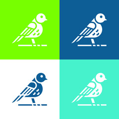 Bird Flat four color minimal icon set