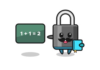 Illustration of padlock character as a teacher