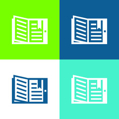 Book Flat four color minimal icon set