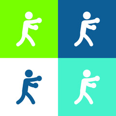 Boxing Flat four color minimal icon set