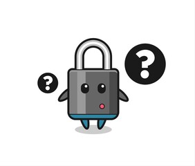 Cartoon Illustration of padlock with the question mark