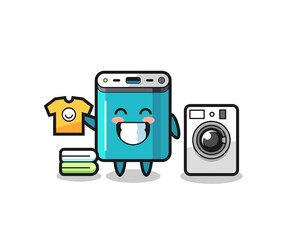 Mascot cartoon of power bank with washing machine