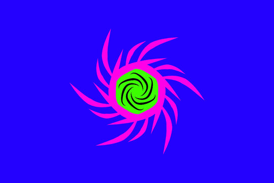 Sharp spinner logo on blue background