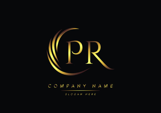 alphabet letters PR monogram logo, gold color elegant classical