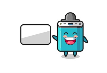 power bank cartoon illustration doing a presentation © heriyusuf