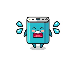 power bank cartoon illustration with crying gesture