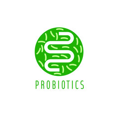 Probiotics logo. Bacteria logo. Concept of healthy nutrition ingredient for therapeutic purposes. Simple flat style trend modern logotype graphic design isolated
