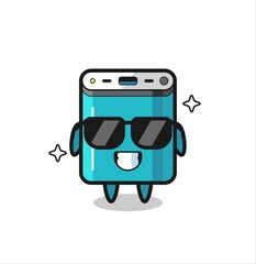 Cartoon mascot of power bank with cool gesture