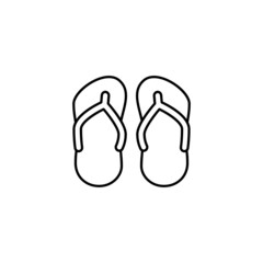 Footwear, slippers icon in flat black line style, isolated on white background 