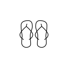 Footwear, slippers icon in flat black line style, isolated on white background 