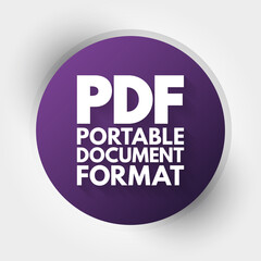 PDF - Portable Document Format acronym, technology concept background