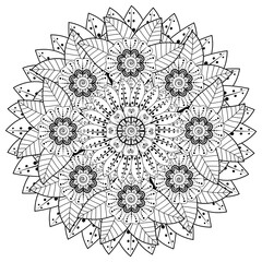 Mehndi flower for henna, mehndi, tattoo, decoration. decorative ornament in ethnic oriental style. doodle ornament. coloring book page.