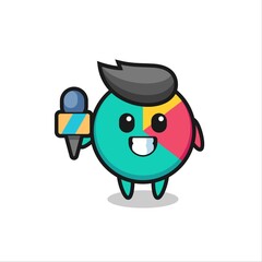 Character mascot of chart as a news reporter