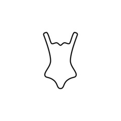 Bikini swimsuit icon in flat black line style, isolated on white background 