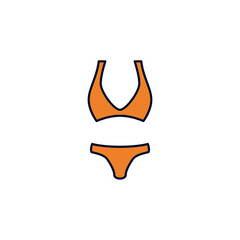 Bikini swimsuit icon in color icon, isolated on white background 