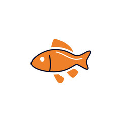 fish, seafood icon in color icon, isolated on white background 