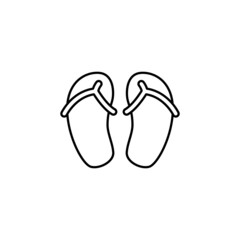 Beach footwear, sandals icon in flat black line style, isolated on white background 