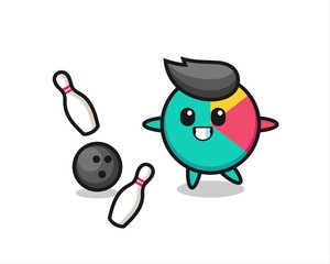 Character cartoon of chart is playing bowling