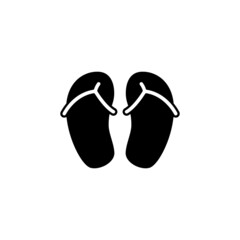 Beach footwear, sandals icon in solid black flat shape glyph icon, isolated on white background 
