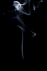 Vapor line. White smoke, Blur abstract fog or steam mist cloud isolated on black background. For warm hot food, boil water smoke concepts.