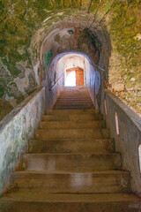 Obraz premium Stone stairs in war museum in Dubrovnik croatia. Bunker