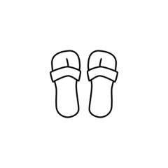 Beach footwear, sandals icon in flat black line style, isolated on white background 