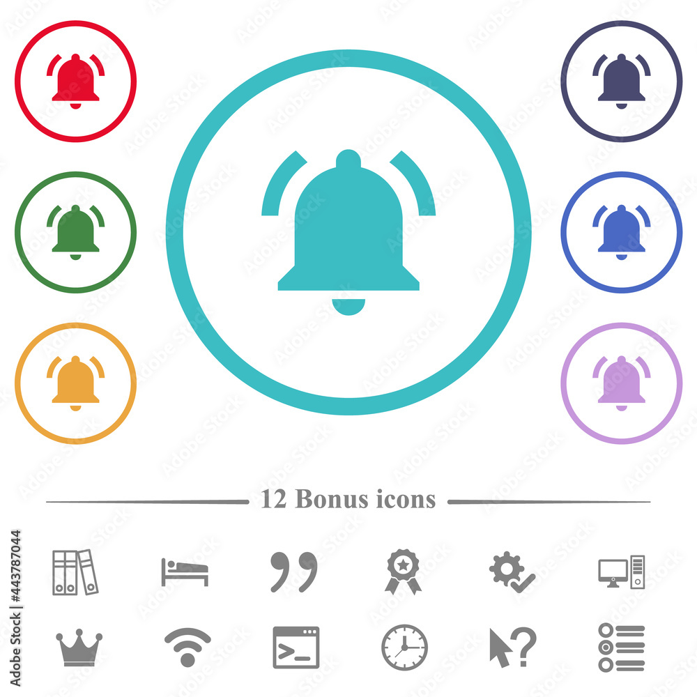 Poster active notification flat color icons in circle shape outlines