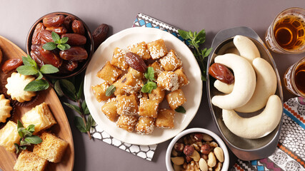 baklava, assorted of turkish- arabian pastries