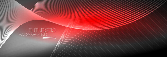 Abstract neon glowing light in the dark with waves. Shiny magic energy and motion concept, vector abstract wallpaper background