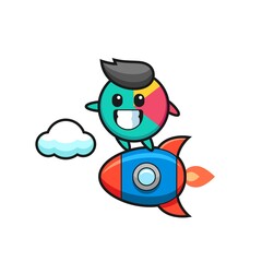 chart mascot character riding a rocket