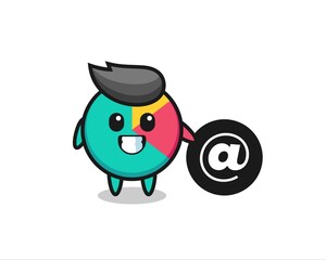 Cartoon Illustration of chart standing beside the At symbol