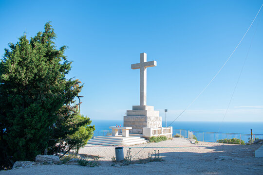 cross on the top of the hill in Dubrovnik Croatia, Srd mountain