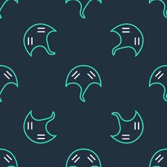 Line Stingray icon isolated seamless pattern on black background. Vector