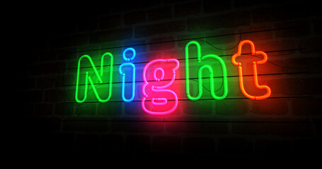 Night neon light 3d illustration