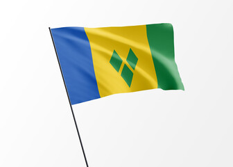 Saint Vincent and the Grenadines flag flying high in the isolated background Saint Vincent and the...