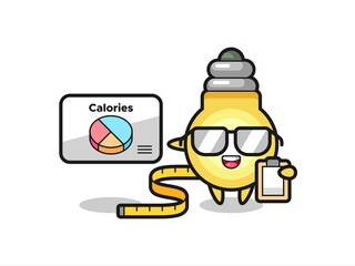 Illustration of light bulb mascot as a dietitian
