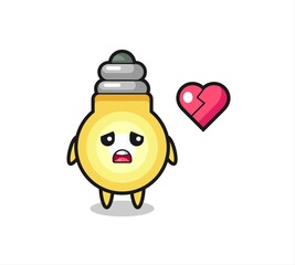 light bulb cartoon illustration is broken heart