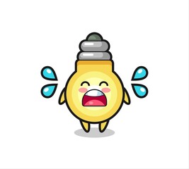 light bulb cartoon illustration with crying gesture