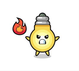 light bulb character cartoon with angry gesture